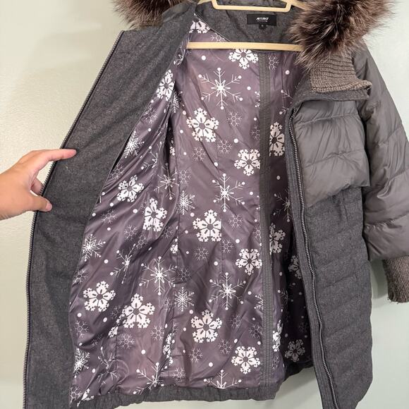 ARTURO Rouslana Puffer Jacket Womens Small Hoodie Wool Blend Down Feather Gray - Picture 8 of 13